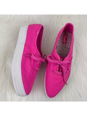 Women's Keds Point Linen Lace Up Platform Sneakers US 8.5 Pink